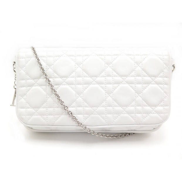 NEUF POCHETTE DIOR LADY CUIR BLANC 