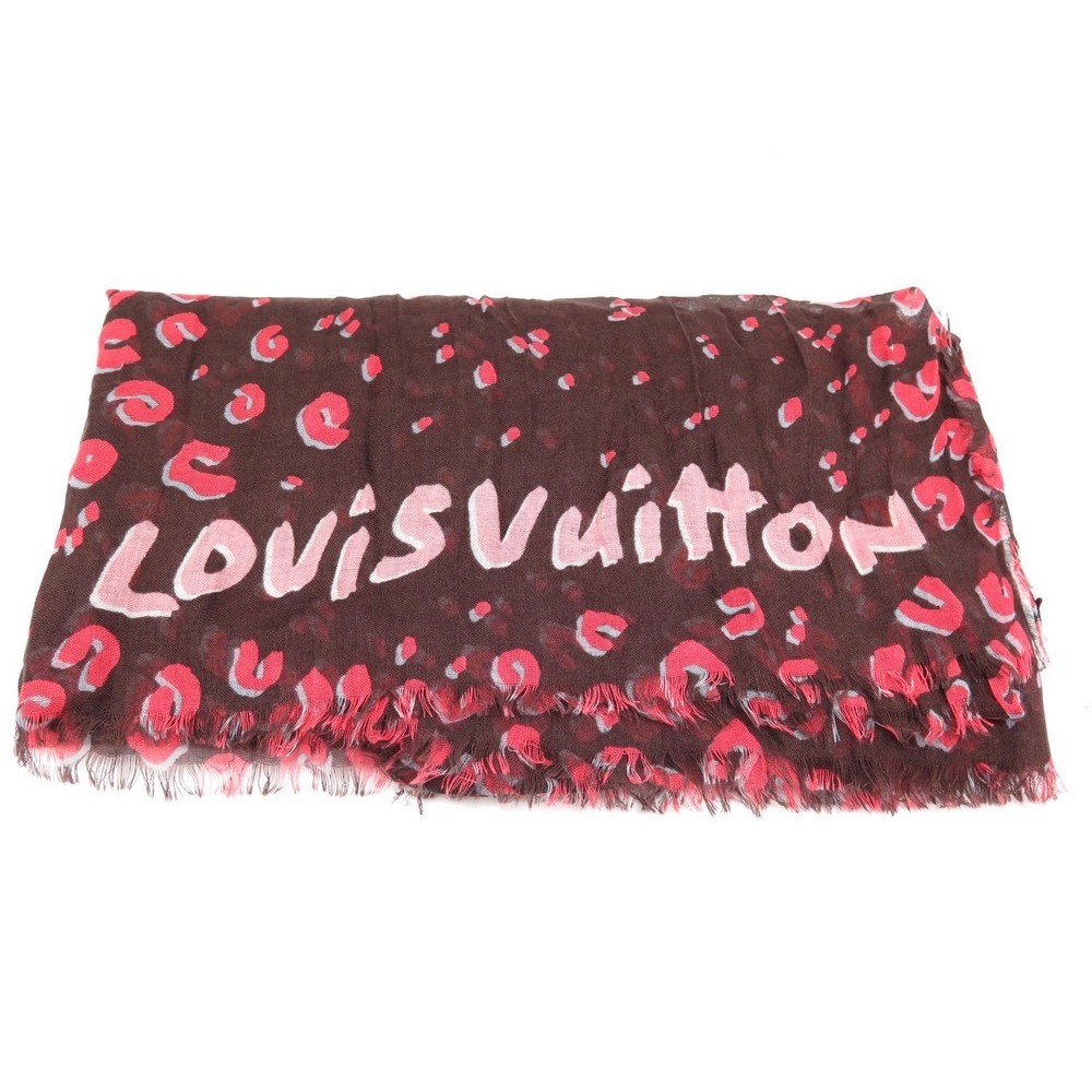 Louis Vuitton Pink Cashmere Leopard Stole Stephen Sprouse ref