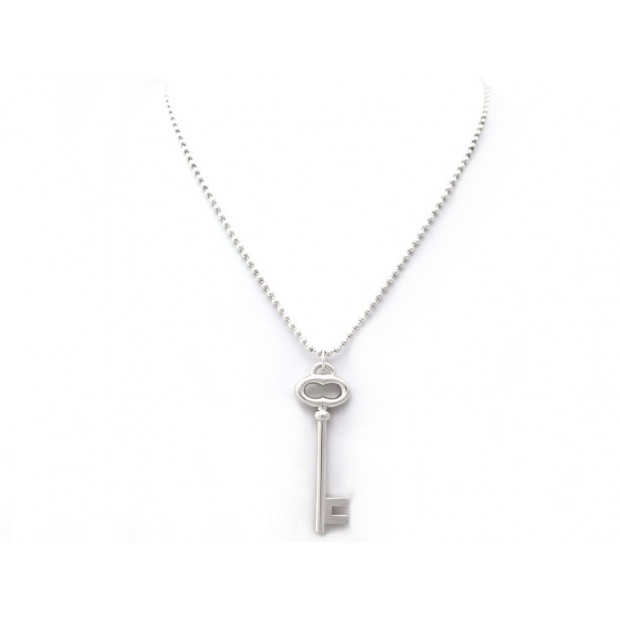 NEUF COLLIER TIFFANY & CO PENDENTIF CLE EN ARGENT MASSIF + CHAINE PERLE 255€