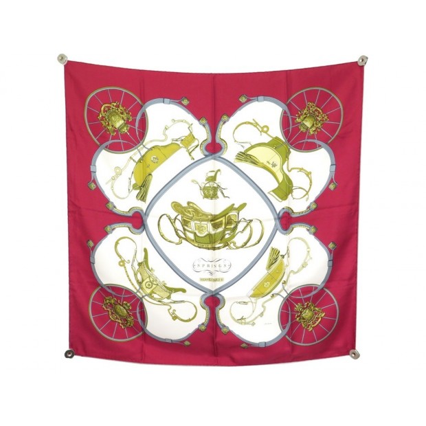 FOULARD HERMES SPRINGS PHILIPPE LEDOUX CARRE EN SOIE BORDEAUX SILK SCARF 360€