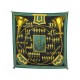 FOULARD HERMES SONNEURS DE TROMPE 1962 DE LA PERRIERE SOIE VERT SILK SCARF 360€