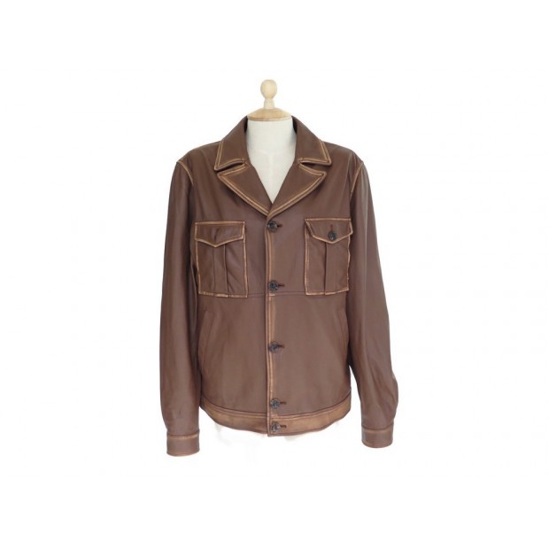 VESTE TOD'S TAILLE 50 L BLOUSON EN CUIR MARRON BROWN LEATHER JACKET COAT 2900€