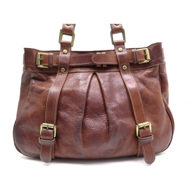 SAC A MAIN MULBERRY A BOUCLES DOREE EN CUIR MARRON PATINE HAND BAG PURSE 1200€