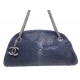 NEUF SAC A MAIN CHANEL MADEMOISELLE EN CUIR DE GALUCHAT BLEU MARINE PURSE 5200€