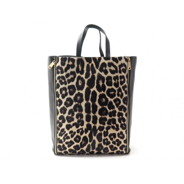 NEUF SAC A MAIN CELINE 166083 CABAS VERTICAL CUIR CRIN DE POULAIN LEOPARD 