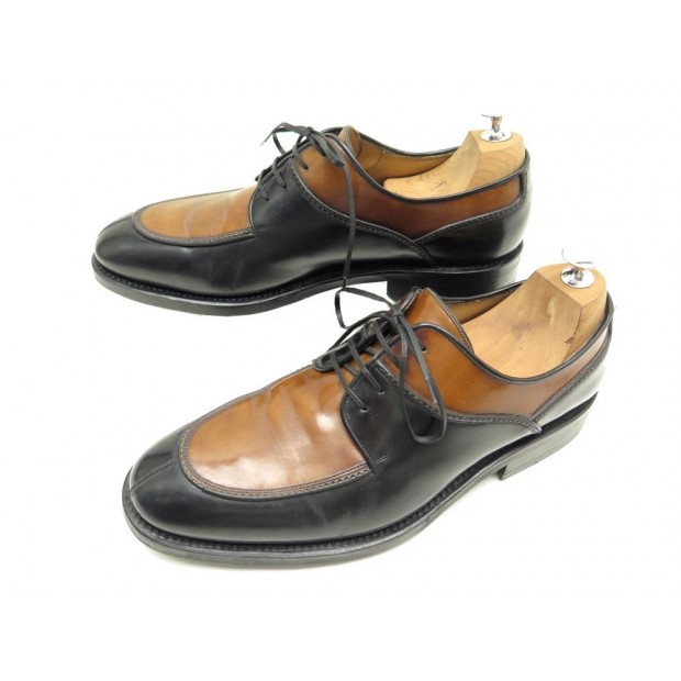 CHAUSSURES SALVATORE FERRAGAMO DERBY BICOLORE NOIR MARRON 9 43 CUIR SHOES 675€