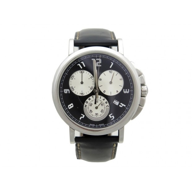 MONTRE MONTBLANC 7060 SUMMIT XL CHRONOGRAPHE 40 MM QUARTZ ACIER CUIR WATCH 1800€