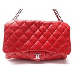 SAC A MAIN CHANEL TIMELESS MAXI JUMBO BANDOULIERE CUIR MATELASSE ROUGE BAG 5160€