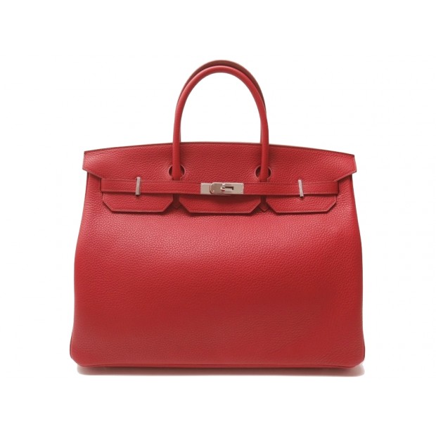 NEUF SAC A MAIN HERMES BIRKIN 40 CM CUIR TAURILLON ROUGE GARANCE 