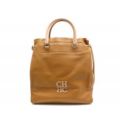 NEUF SAC A MAIN CAROLINA HERRERA CABAS EN CUIR MARRON GRAINE HAND BAG TOTE 550€