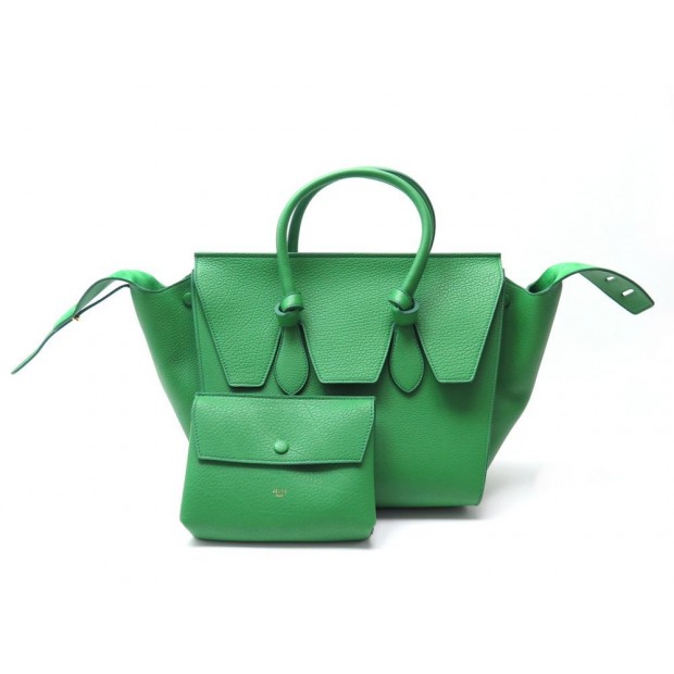 NEUF SAC A MAIN CELINE TIE BAG CUIR VERT 