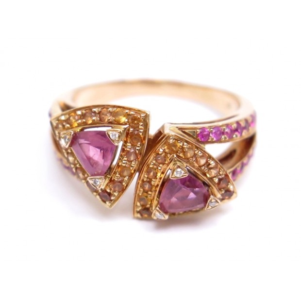 BAGUE MAUBOUSSIN SUBTILE DUALITE T 54 OR ROSE TOURMALINES SAPHIRS DIAMANTS 1790€