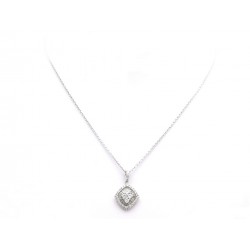 NEUF COLLIER PENDENTIF EN OR BLANC 18K 5.1 GR SERTI DE DIAMANTS 0.87 CT NECKLACE