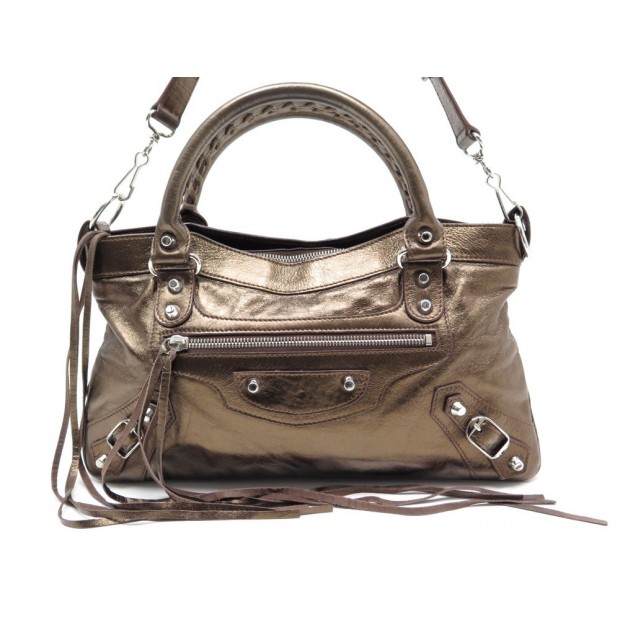 NEUF SAC A MAIN BALENCIAGA 103208 CLASSIC FIRST EN CUIR MARRON BRONZE BAG 1245€