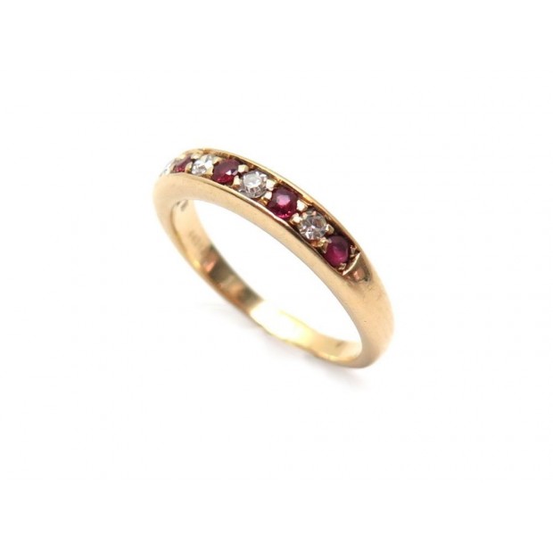 BAGUE CARTIER OR JAUNE DIAMANTS ET RUBIS T55 