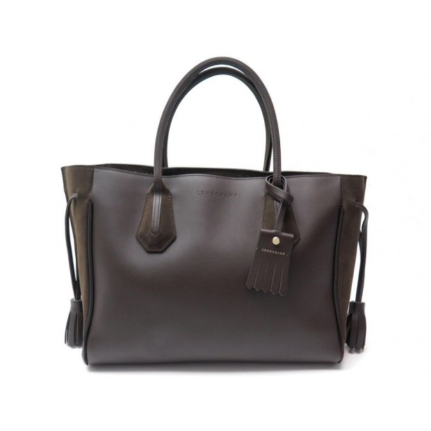 SAC A MAIN LONGCHAMP CABAS DAIM ET CUIR 