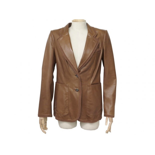 VESTE YVES SAINT LAURENT CUIR MARRON 