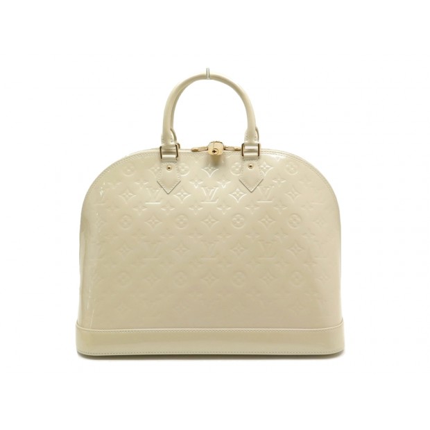 NEUF SAC LOUIS VUITTON ALMA GM CUIR VERNI BLANC 