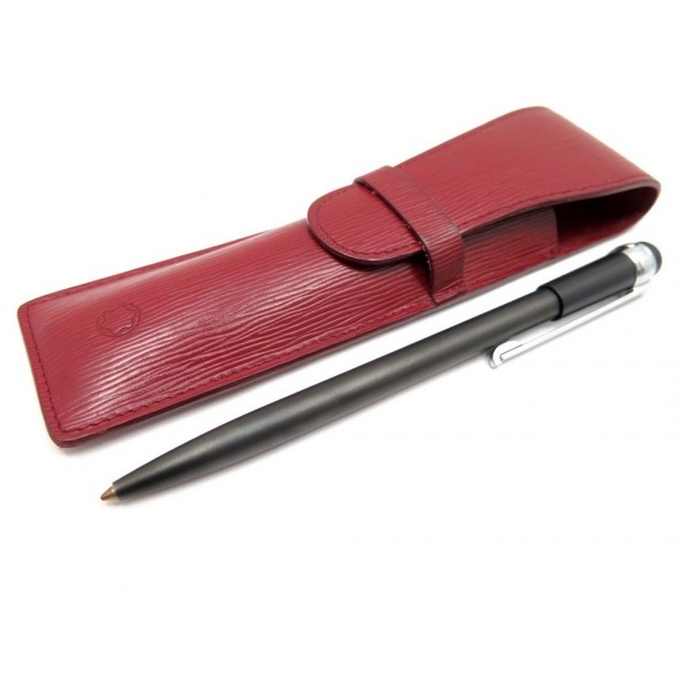 NEUF STYLO A BILLE MONTBLANC SCENIUM EN METAL NOIR + ETUI EN CUIR ROUGE PEN 345€