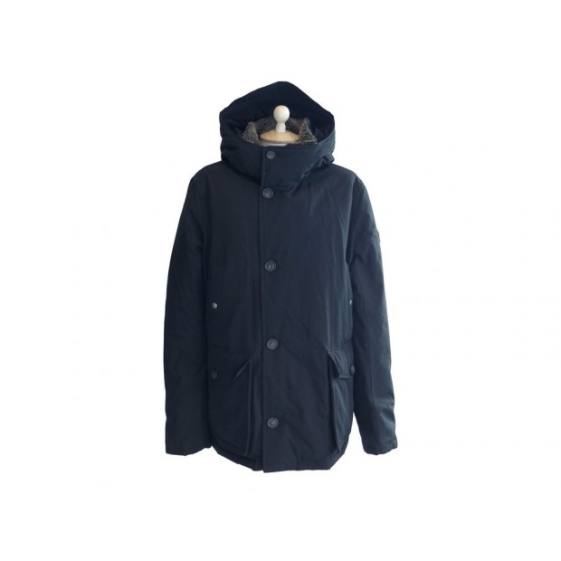 NEUF MANTEAU WOOLRICH PARKA 52 L EN COTON NOIR HOMME BLOUSON MEN COAT 600€