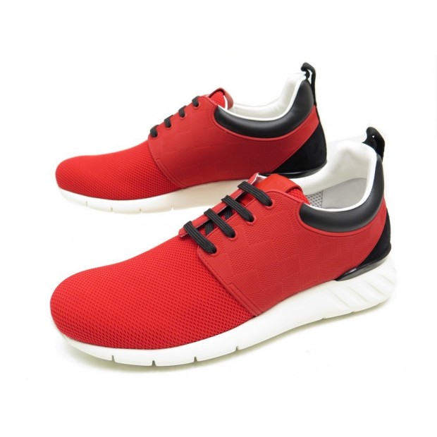 NEUF CHAUSSURES LOUIS VUITTON FASTLANE BASKET 7 41 DAMIER ROUGE SNEAKERS 535€