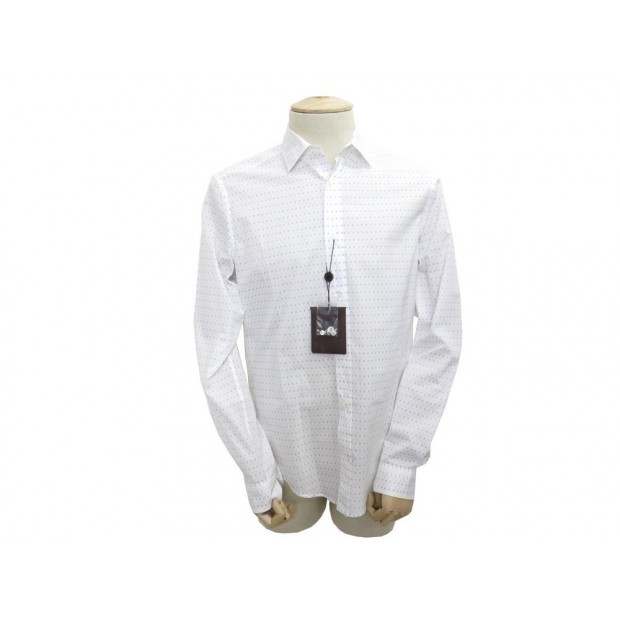 NEUF CHEMISE LOUIS VUITTON L 50 HOMME EN COTON BLANC LV BLEU ROUGE SHIRT 490€