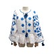 NEUF TUNIQUE MARCH II ZARINA S 36 BUSTE BRODERIES LIN BLEU LINEN TOP 350€