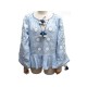 NEUF TUNIQUE MARCH 11 II ZARINA S 36 BLOUSE BRODERIES EN LIN BLEU LINEN TOP 580€