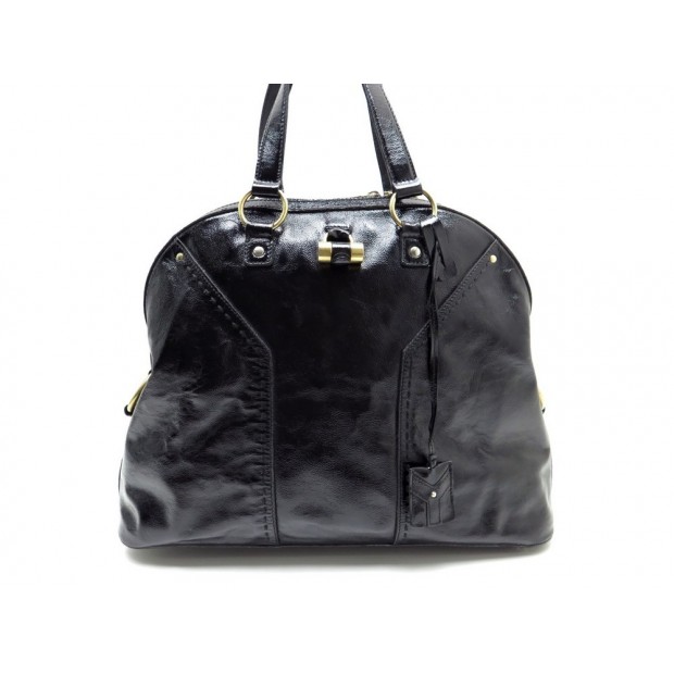  SAC A MAIN YVES SAINT LAURENT MUSE CUIR NOIR VERNIS 