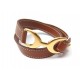 NEUF BRACELET HERMES PAVANE MORS DOUBLE TOUR M 18 CM CUIR MARRON & OR BOITE 450€