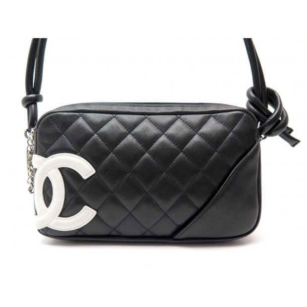 SAC A MAIN CHANEL CAMBON 28 CM EN CUIR MATELASSE NOIR LOGO CC BAG PURSE 2800€