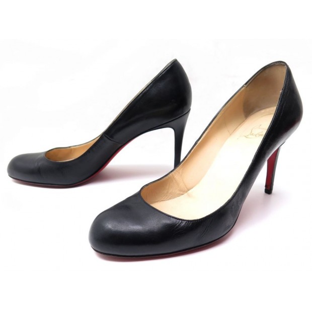 CHAUSSURES CHRISTIAN LOUBOUTIN RON RON KID 40 ESCARPINS CUIR NOIR PUMP SHOE 520€