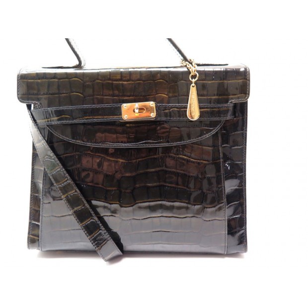 SAC A MAIN LANCEL TYPE KELLY EN CUIR FACON CROCO