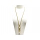 COLLIER CHANEL LOGO CC & PERLE SAUTOIR EN METAL DORE PEARL GOLD NECKLACE 1150€