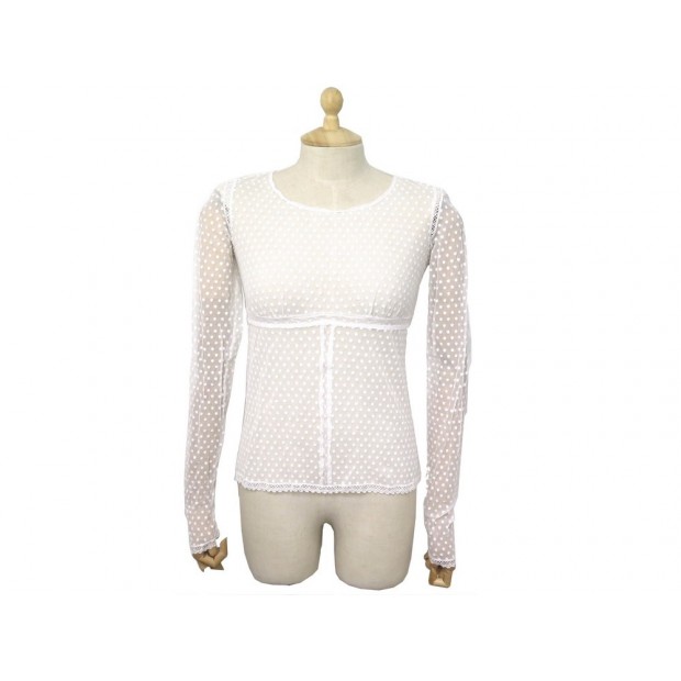 TOP COTON CHANEL T36 CREME 