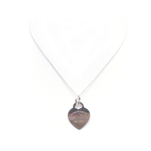 COLLIER TIFFANY & CO PENDENTIF PLAQUE COEUR RETURN TO MEDIUM ARGENT CHAINE 170€