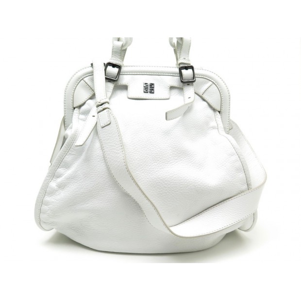 SAC A MAIN GIVENCHY EN CUIR GRAINE BLANC PORTE BANDOULIERE HANDBAG PURSE 1200€