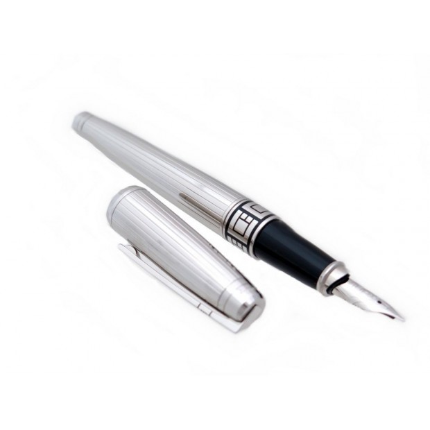 NEUF STYLO PLUME ST DUPONT D-LINK A CARTOUCHES METAL ARGENTE FOUNTAIN PEN 350€
