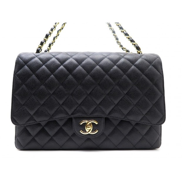 NEUF SAC A MAIN CHANEL TIMELESS MAXI JUMBO EN CUIR CAVIAR NOIR BANDOULIERE 5800€