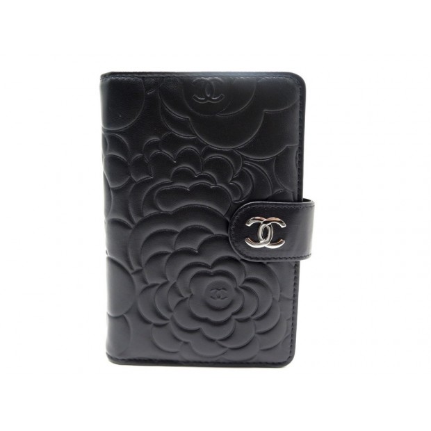 NEUF PORTEFEUILLE CHANEL CAMELIA CUIR NOIR 