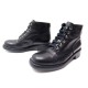 CHAUSSURES CHANEL BOTTINES MONTANTES RANGERS 38.5 CUIR NOIRE 