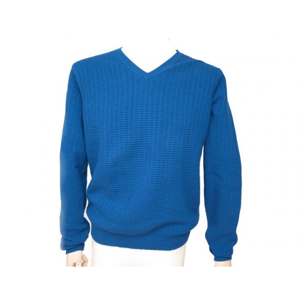 NEUF PULL ERIC BOMPARD COL V 52 L EN CACHEMIRE BLEU HOMME MEN BLUE CASHMERE 250€