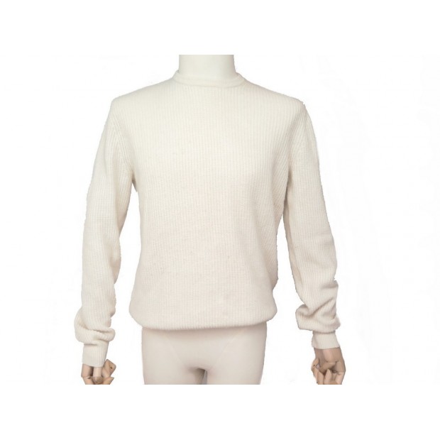 PULL ERIC BOMPARD COL ROND 52 L 100% CACHEMIRE ECRU HOMME MEN CASHMERE 250€