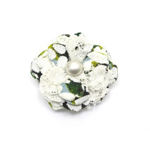 NEUF BROCHE CHANEL CAMELIA FLEUR EN TOILE BLANC + BOITE CANVAS BROOCH NEW 390€