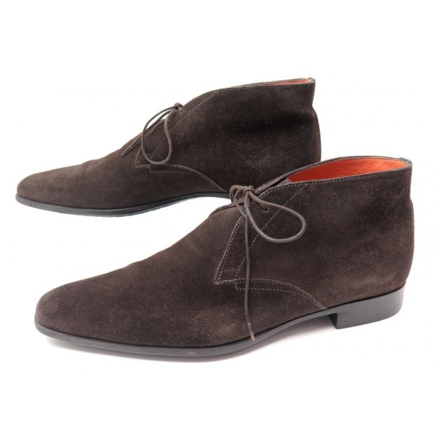 CHAUSSURES SANTONI CHUKKA WILLIAM 7416 6.5 IT 41.5 FR DAIM MARRON SHOES 380€