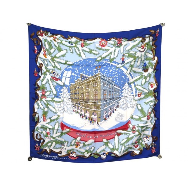 FOULARD HERMES NOEL AU 24 FAUBOURG SOIE BLEU