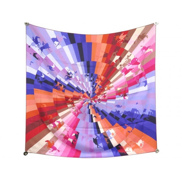 FOULARD HERMES GALOP CHROMATIQUE CARRE 90 SOIE MULTICOLORE + SAC SILK SCARF 360€