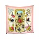 FOULARD HERMES PLAZA DE TOROS SOIE ROSE 