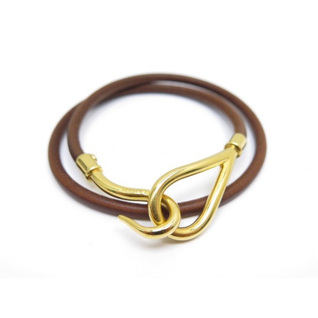 NEUF COLLIER HERMES JUMBO OU BRACELET DOUBLE TOUR CUIR MARRON NECKLACE NEW 280€