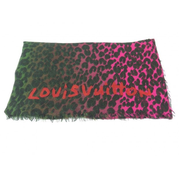 CHALE LOUIS VUITTON LEOPARD STEPHEN SPROUSE FOULARD ETOLE EN SOIE CACHEMIRE 615€